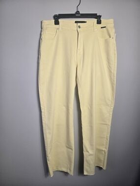 Perfect Jeans Denmark Lemonades Yellow Loose Fit Stretch Jeans Raw Hem Size 3XL